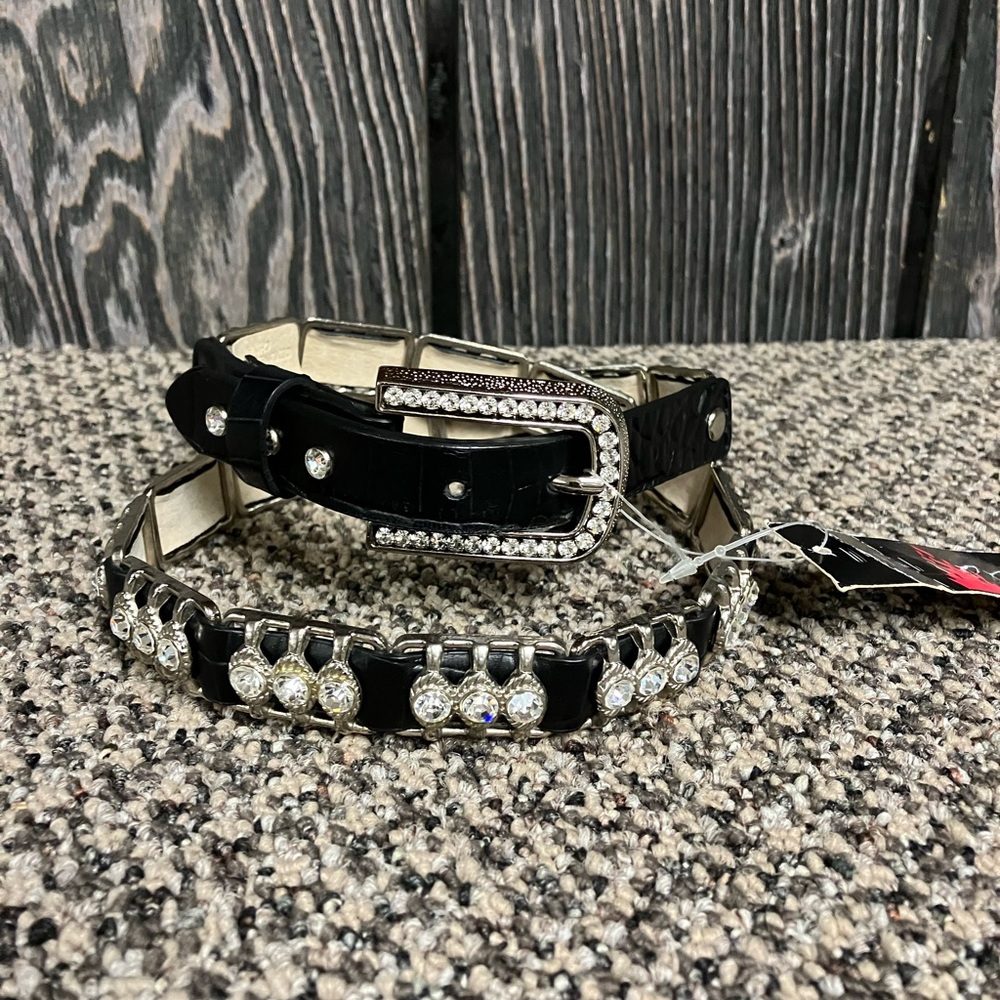 Ladies thin, black, with crystals belt size 30